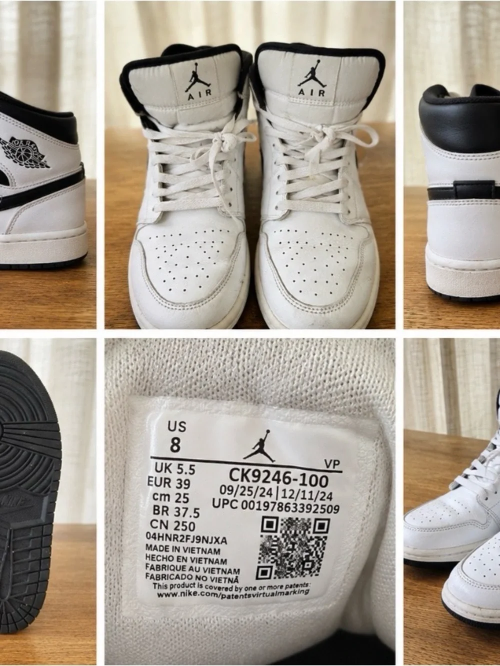 Air Jordan 1 Mid “Reverse Panda” / “White Black size 12 good condition